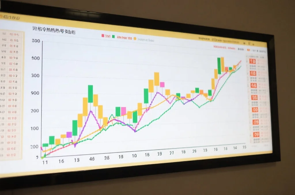 一个清晰的走势图展示，横轴为期数，纵轴为号码，有不同颜色曲线表示冷热号走势